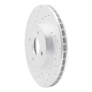 Ford Focus Brake Rotor (1) - Front Left - R1 Concepts - Drilled & Slotted - Silver - `02-`04